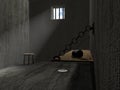 3d empty prison room