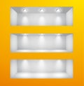 3d Empty shelves for exhibit in the wall Royalty Free Stock Photo