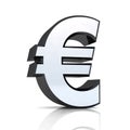 3D Euro symbol - Silver Black Royalty Free Stock Photo