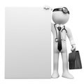 3D family doctor with a blank poster