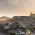 3D fantasy winter mountains landscape