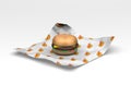 3D Fast food burger in wrapper