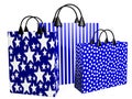 3D Festive Blue Shopping Bags Royalty Free Stock Photo