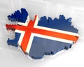 3d flag map of Iceland