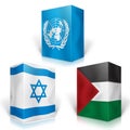 3d flag of palestine against israel and un on top Royalty Free Stock Photo