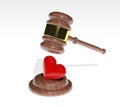 3d Gavel and red heart