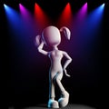 3d girl, posing on stage