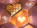 3D glass love heart in mirrors Royalty Free Stock Photo