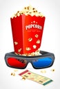 3d Glasses with Pop Corn