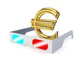 3d glasses and sign of euro.