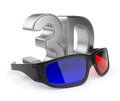 3D glasses of stereoscopic cinema. Isolated