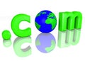 3D globe with text dot com green Royalty Free Stock Photo