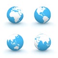 3D Globes in White and Blue Royalty Free Stock Photo