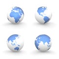 3D Globes in White and Shiny Blue Royalty Free Stock Photo