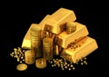 3d gold bars and coins