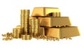 3d gold bars and coins Royalty Free Stock Photo