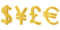 3D gold currency symbols