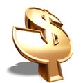 3D Gold Dollar Symbol Royalty Free Stock Photo