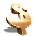 3D Gold Dollar Symbol Royalty Free Stock Photo