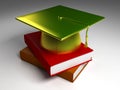 3D Gold Graduation Cap_Normal Books
