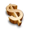 3D golden Dollar symbol