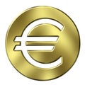 3D Golden Framed Euro Currency Sign