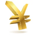 3D golden Japanese yen sign Royalty Free Stock Photo