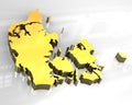 3d golden map of denmark