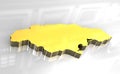 3d golden map of Jamaica