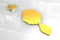3D golden map shape of Tahiti french polynesia