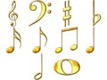 3D Golden Music Notes