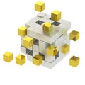 3D golden and silver cube