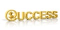 3D golden success text and money