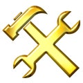 3D Golden Tools Royalty Free Stock Photo