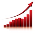 3d graph showing rise in profits or earnings Royalty Free Stock Photo