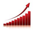 3d graph showing rise in profits or earnings Royalty Free Stock Photo