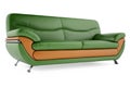 3D green sofa on a white background