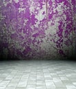 3d grunge interior, violet rusty wall Royalty Free Stock Photo