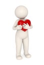 3d guy snuggling a big heart Royalty Free Stock Photo