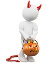 3D halloween white people. Child with a pumpkin