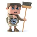 3d Hiker with broom