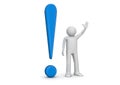 3d human and blue exclamation mark Royalty Free Stock Photo