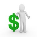 3d human dollar symbol green Royalty Free Stock Photo