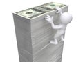 3D Human hanging on money wall