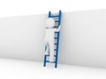 3d human ladder blue Royalty Free Stock Photo