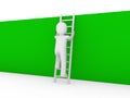 3d human ladder wall green Royalty Free Stock Photo