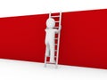 3d human ladder wall red Royalty Free Stock Photo