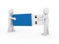 3d human men usb stick blue Royalty Free Stock Photo