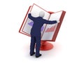 3d human reviewing the prospectus Royalty Free Stock Photo