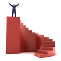 3d human on success stairs Royalty Free Stock Photo